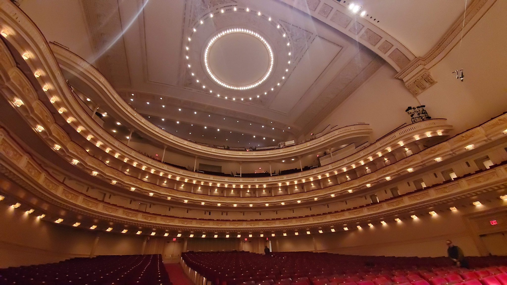 Grand audience view of Carnegie Hall during an orchestral concert