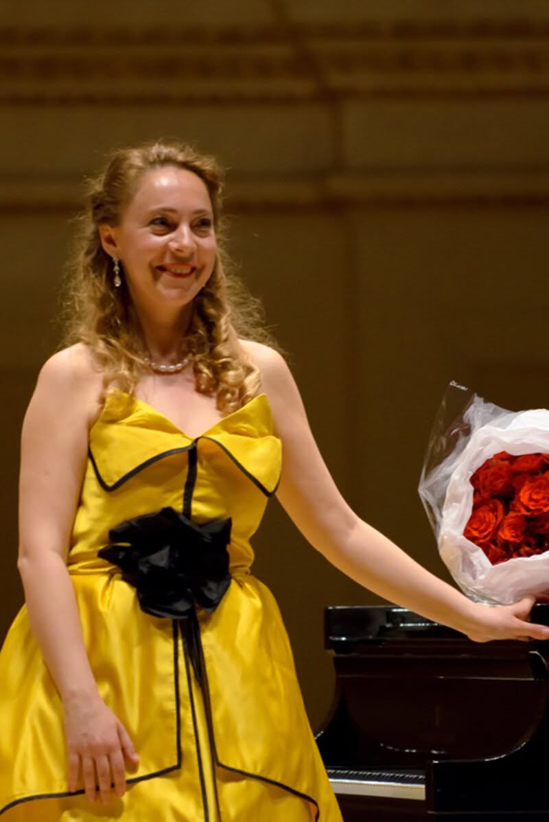 Pianist Katya Grineva performing at Carnegie Hall